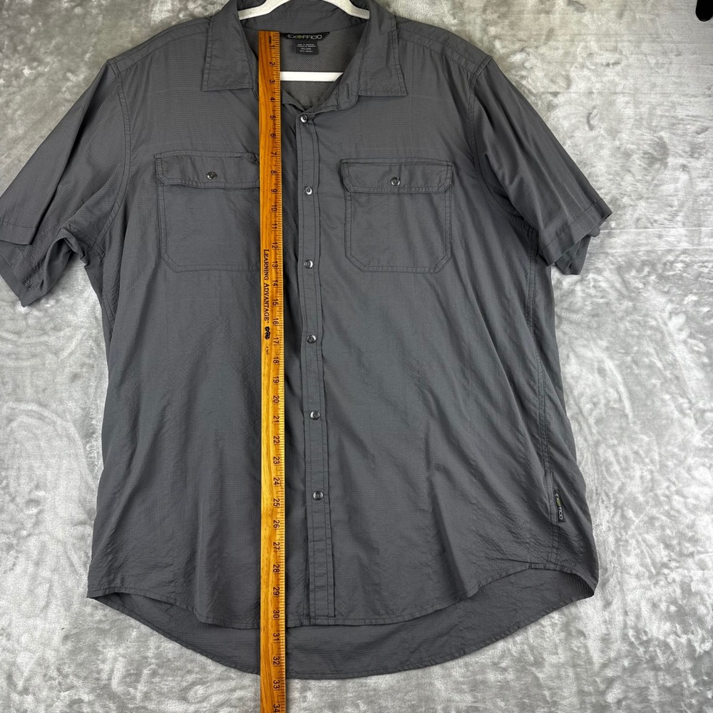ExOfficio Button Down Shirt Mens 2XL Gray Short Sleeve Ripstop Hiking (1497) - Picture 10 of 11